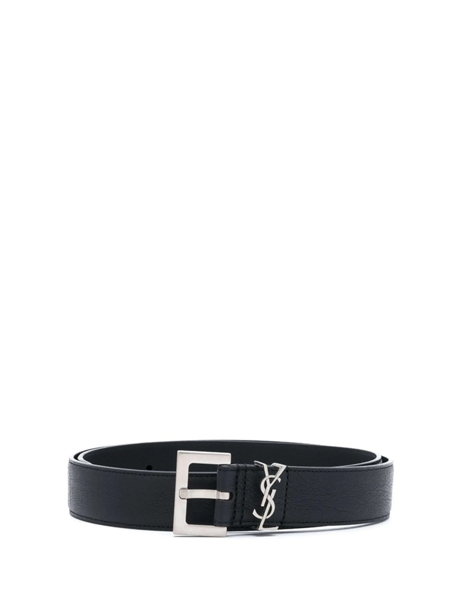 Monogram Buckle Leather Belt